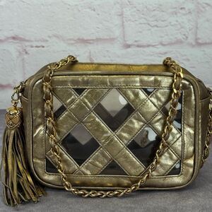 Chanel Metallic Lambskin PVC Tassel Camera Case Gold